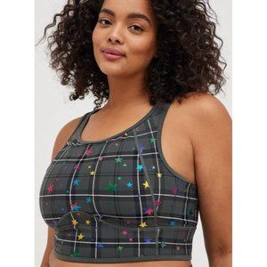 TORRID Womens Low-Impact Wireless Longline Active Sports Bra Gray Stars SZ 3 NWT